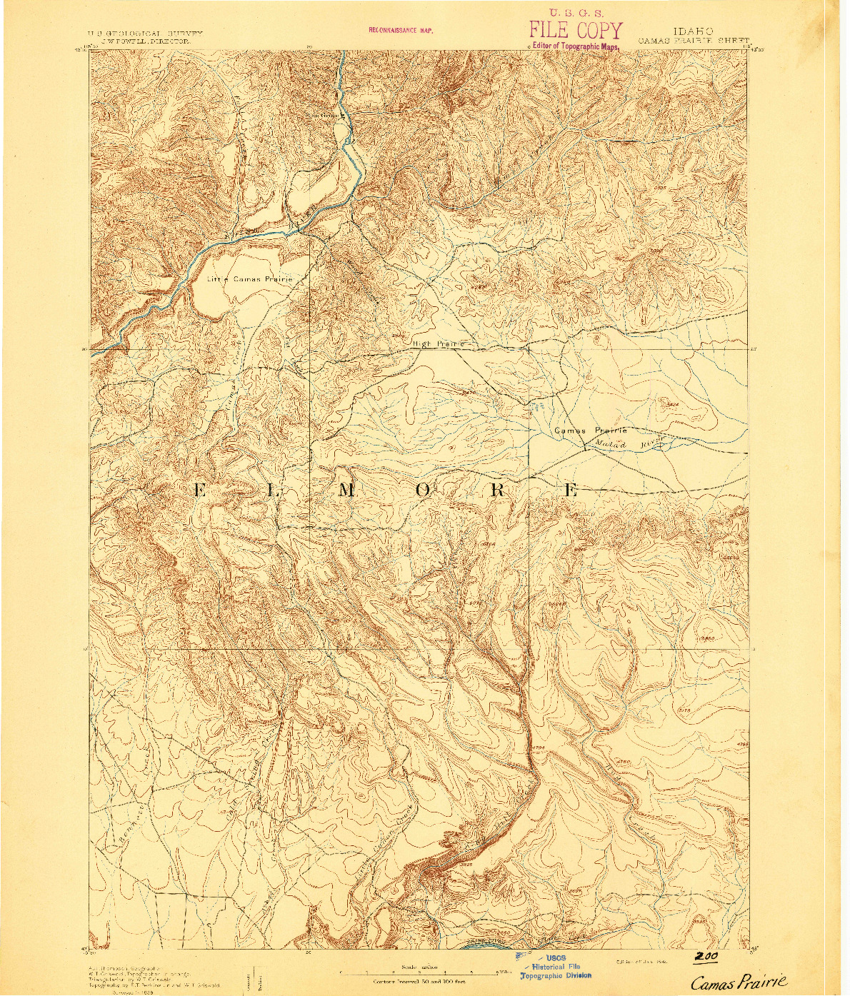 USGS 1:125000-SCALE QUADRANGLE FOR CAMAS PRAIRIE, ID 1892