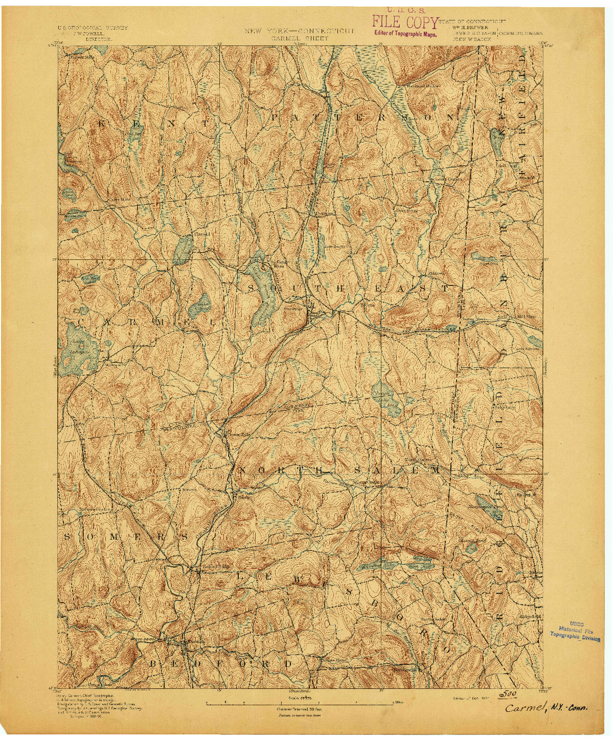 USGS 1:62500-SCALE QUADRANGLE FOR CARMEL, NY 1892