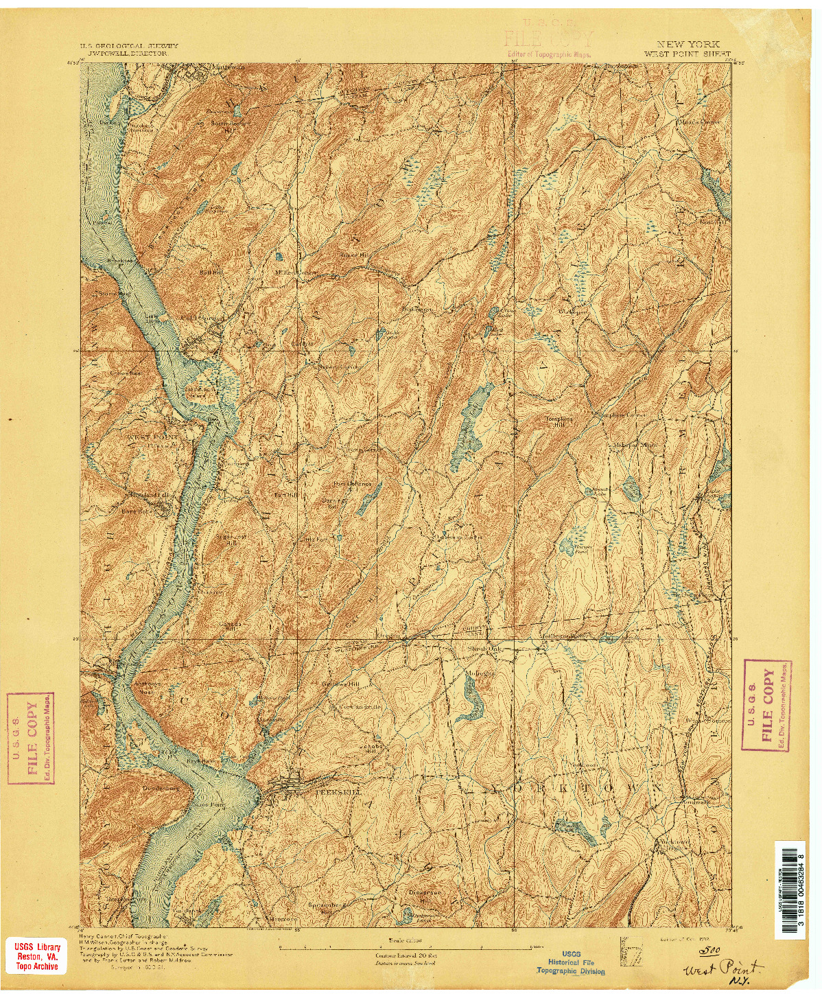 USGS 1:62500-SCALE QUADRANGLE FOR WEST POINT, NY 1892