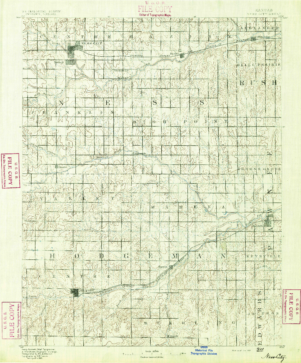 USGS 1:125000-SCALE QUADRANGLE FOR NESS, KS 1892