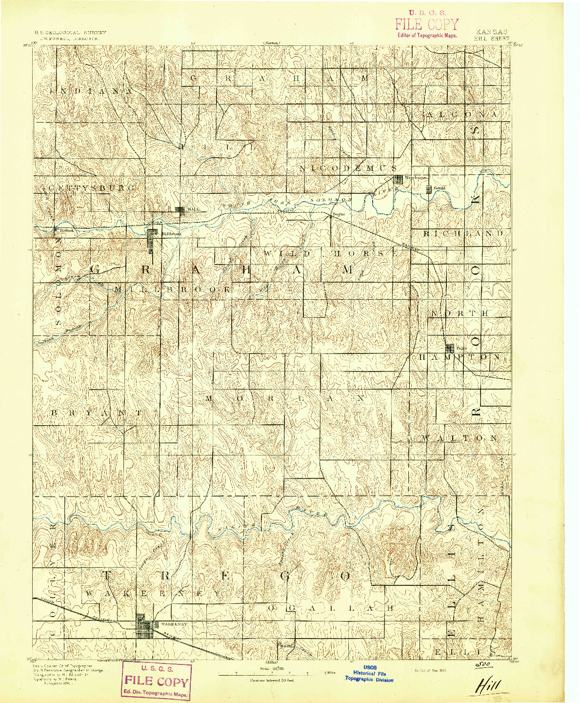 USGS 1:125000-SCALE QUADRANGLE FOR HILL, KS 1893
