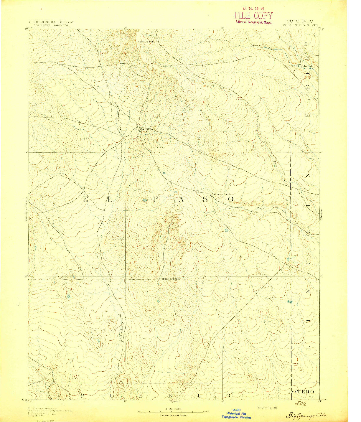 USGS 1:125000-SCALE QUADRANGLE FOR BIG SPRINGS, CO 1893