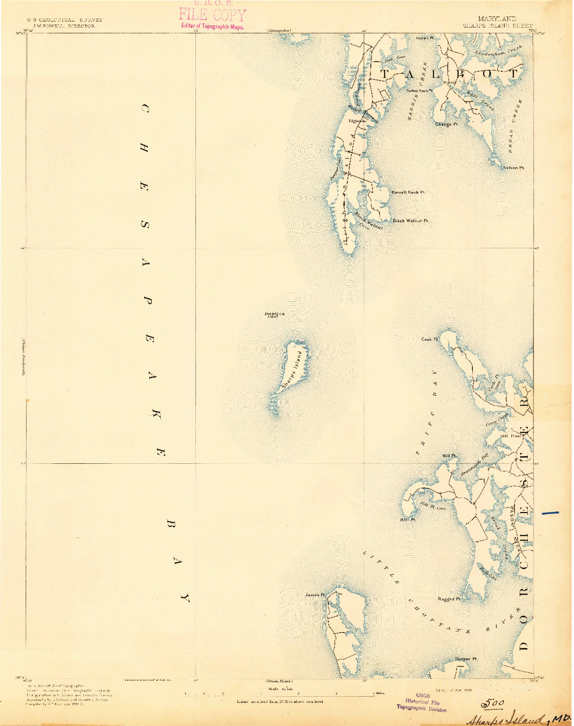 USGS 1:62500-SCALE QUADRANGLE FOR SHARPS ISLAND, MD 1893