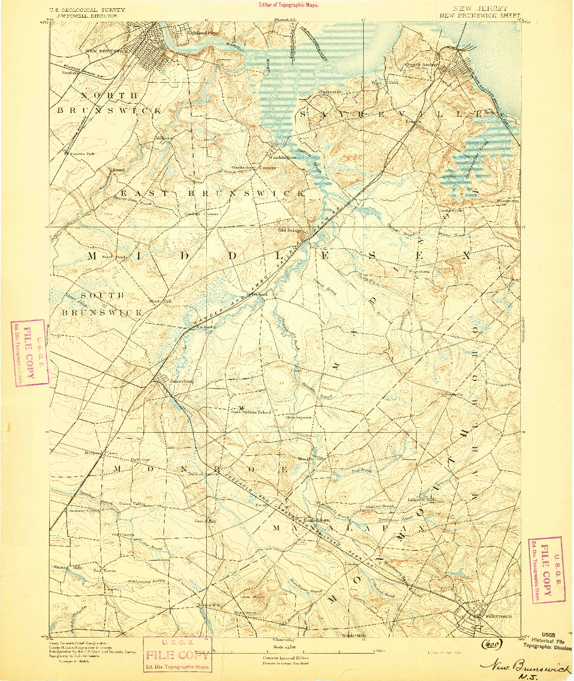 USGS 1:62500-SCALE QUADRANGLE FOR NEW BRUNSWICK, NJ 1893
