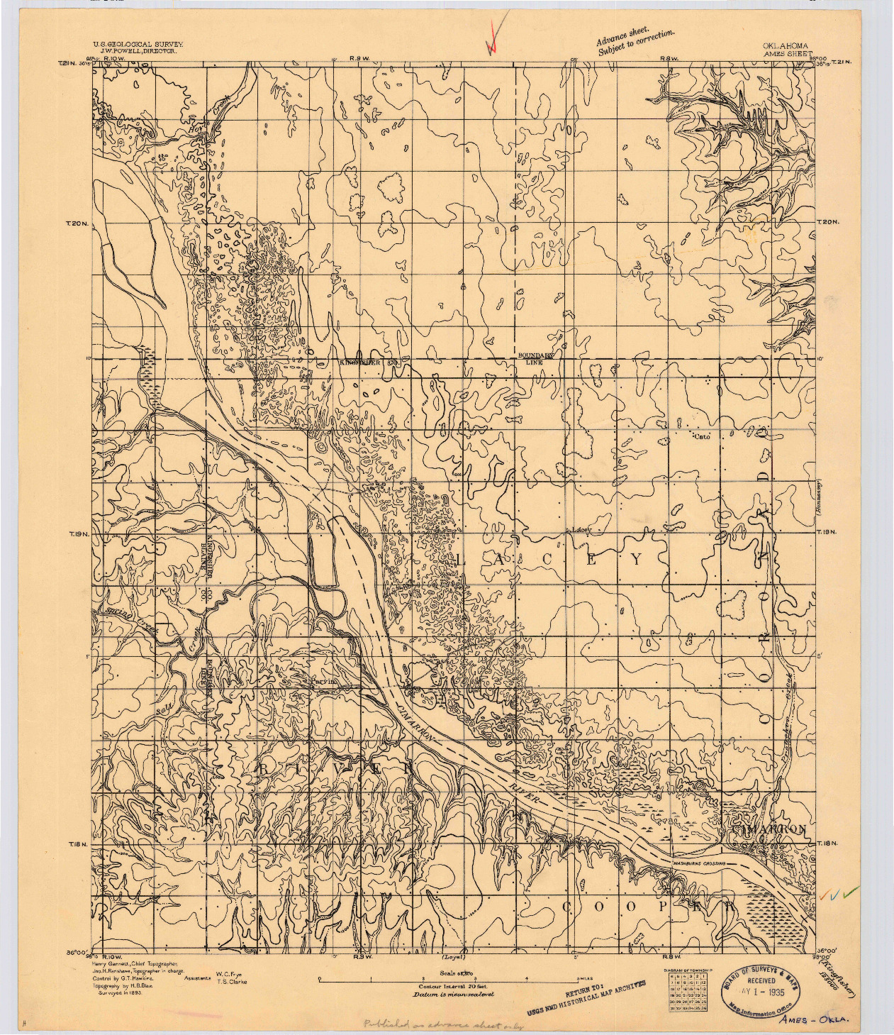 USGS 1:62500-SCALE QUADRANGLE FOR AMES, OK 1893