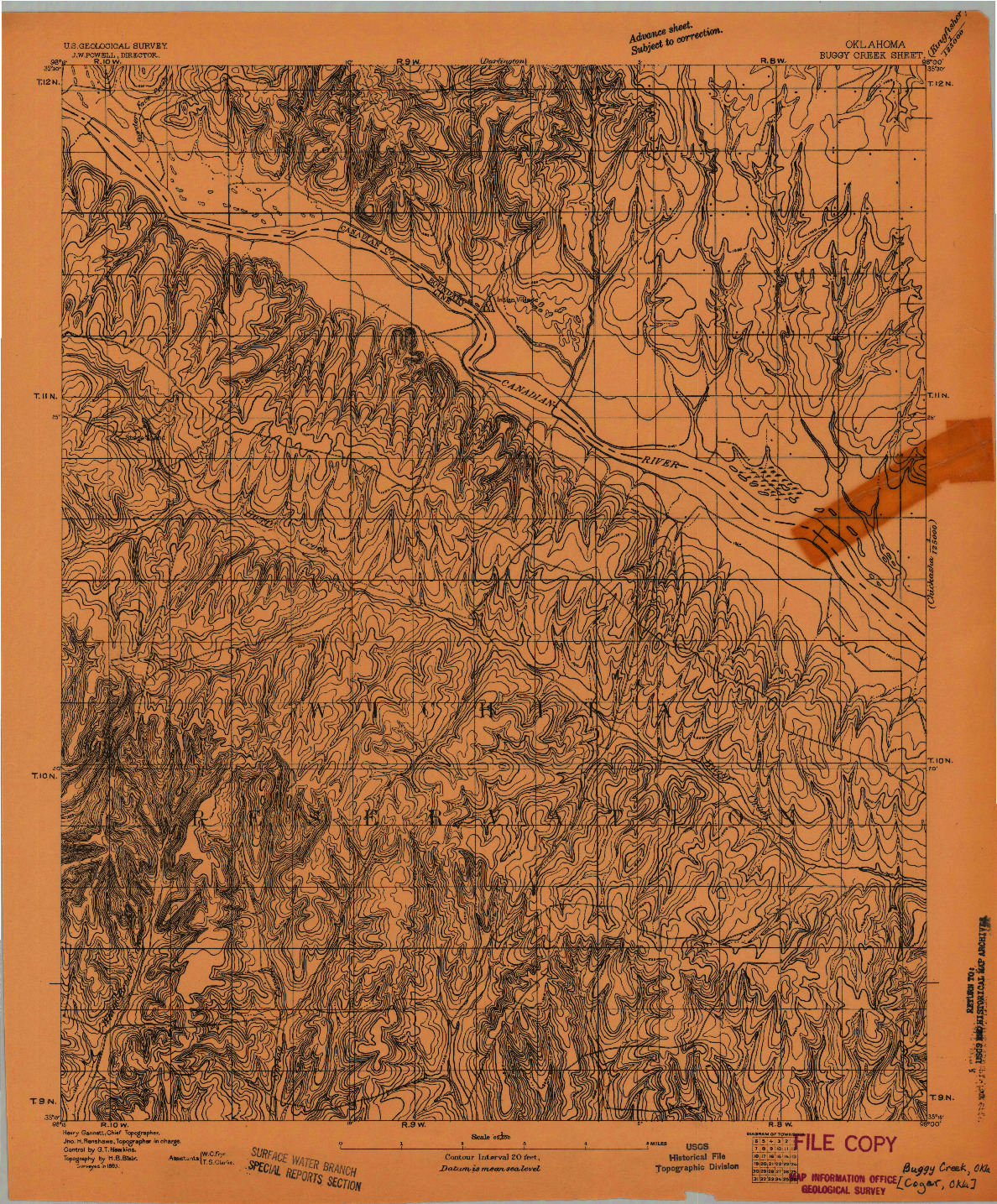 USGS 1:62500-SCALE QUADRANGLE FOR BUGGY CREEK, OK 1893