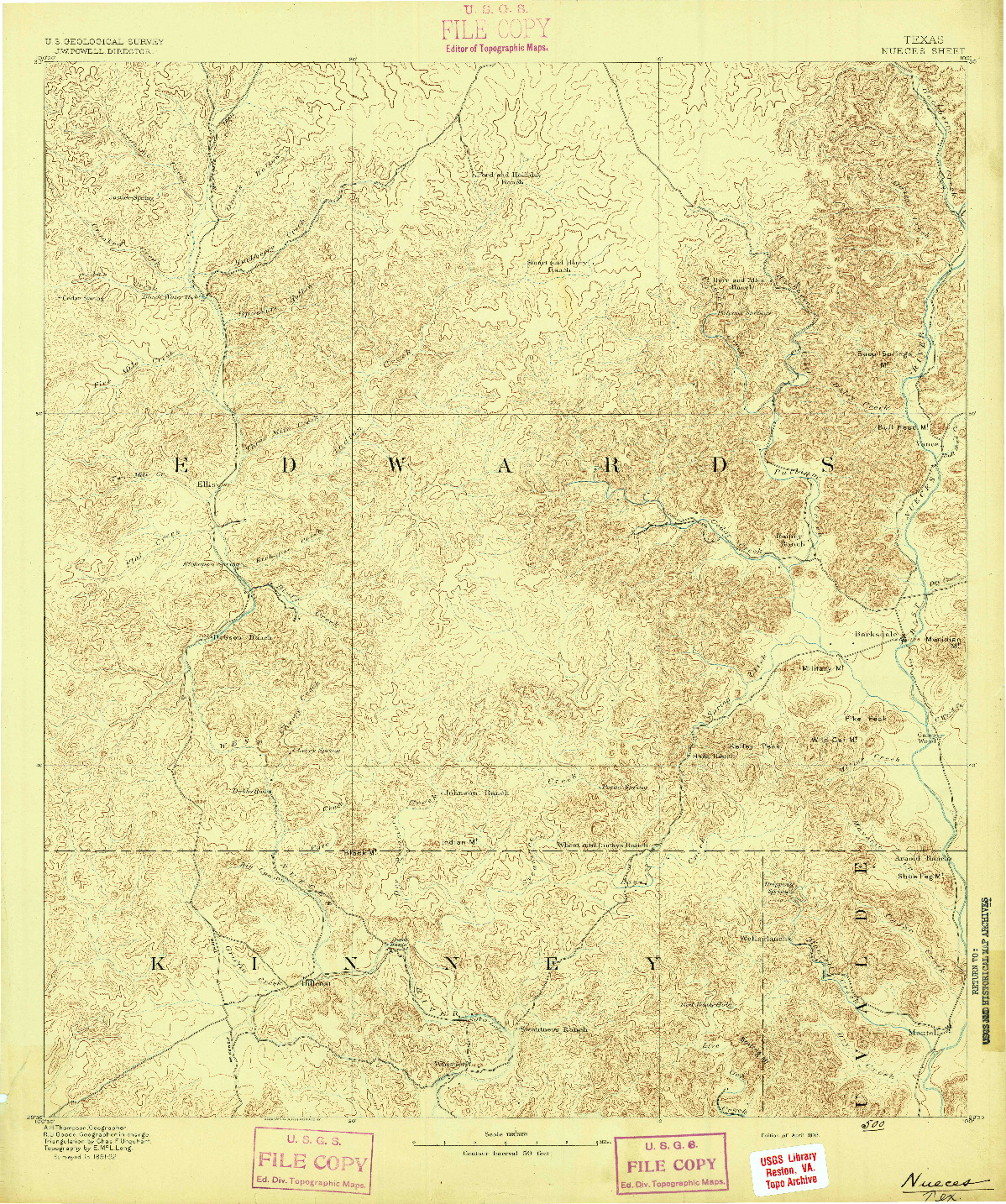 USGS 1:125000-SCALE QUADRANGLE FOR NUECES, TX 1893