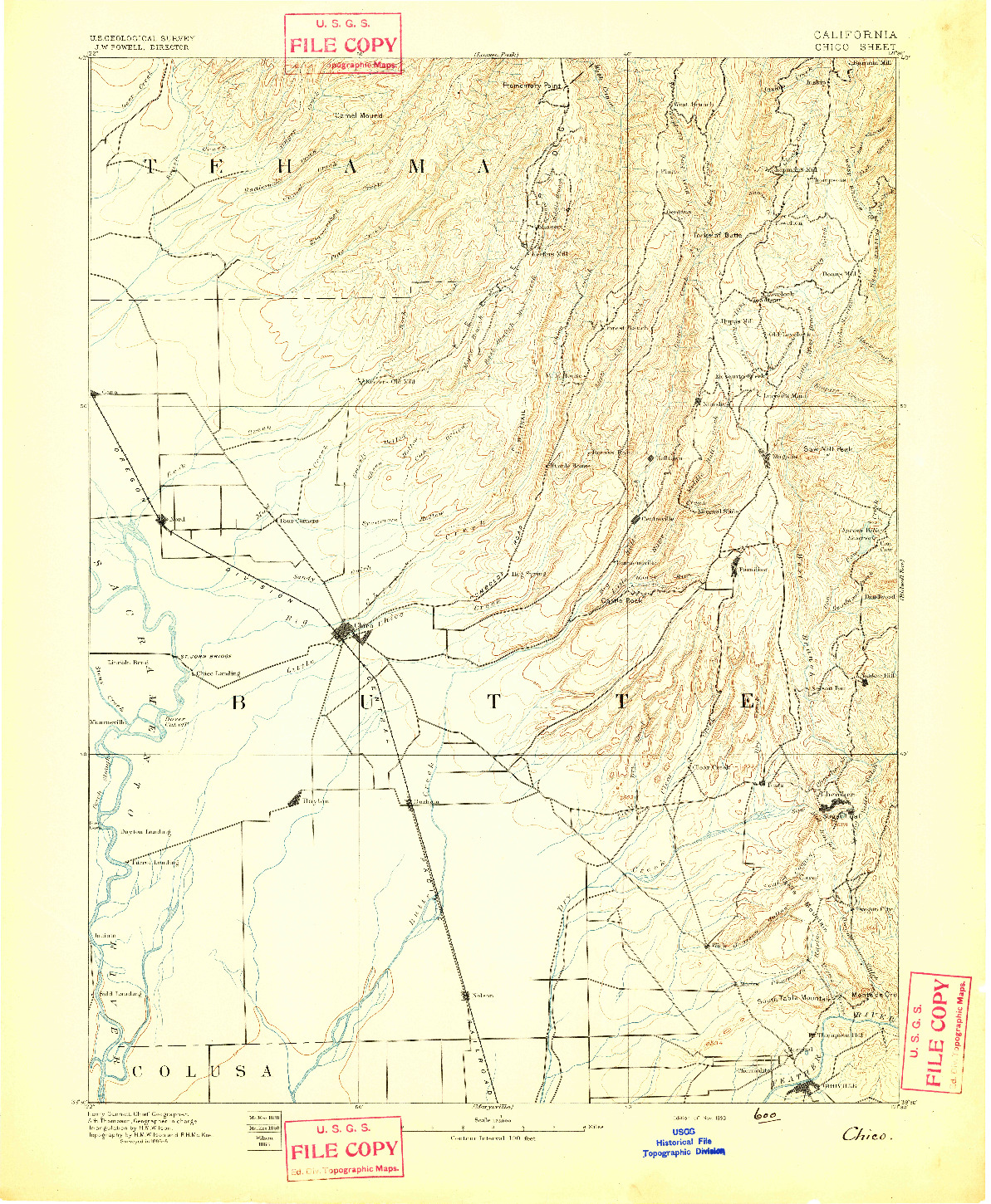 USGS 1:125000-SCALE QUADRANGLE FOR CHICO, CA 1893