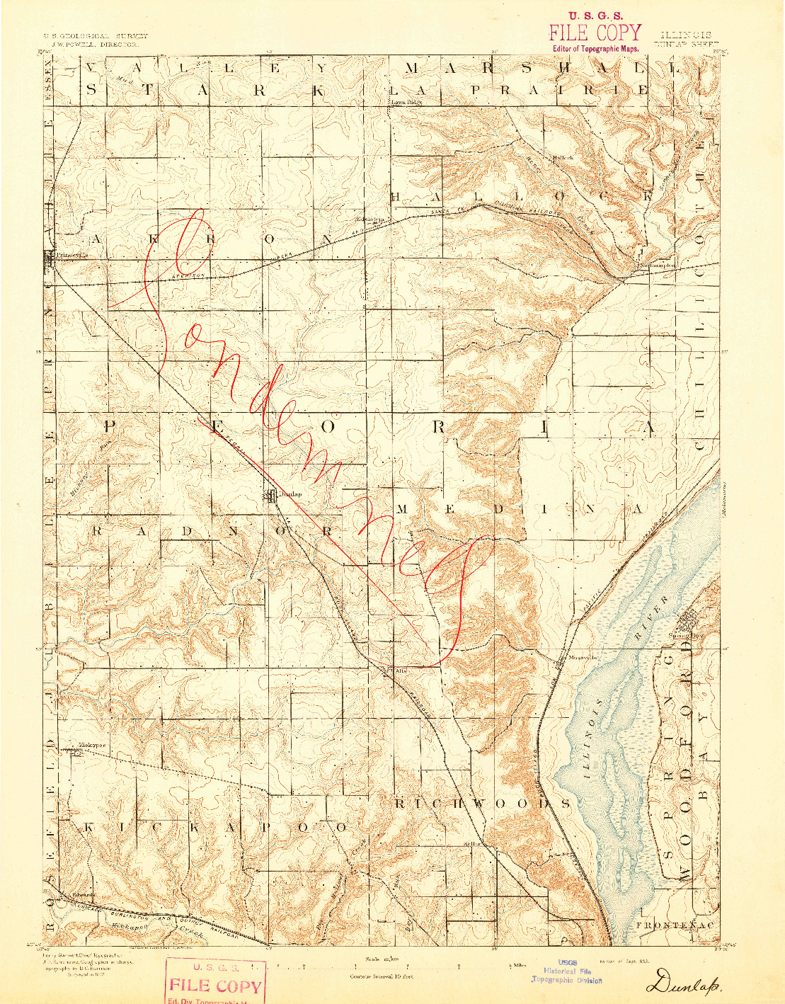 USGS 1:62500-SCALE QUADRANGLE FOR DUNLAP, IL 1893