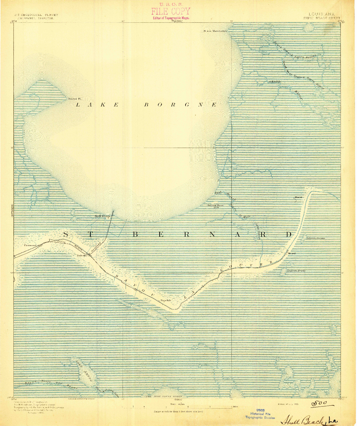 USGS 1:62500-SCALE QUADRANGLE FOR SHELL BEACH, LA 1893