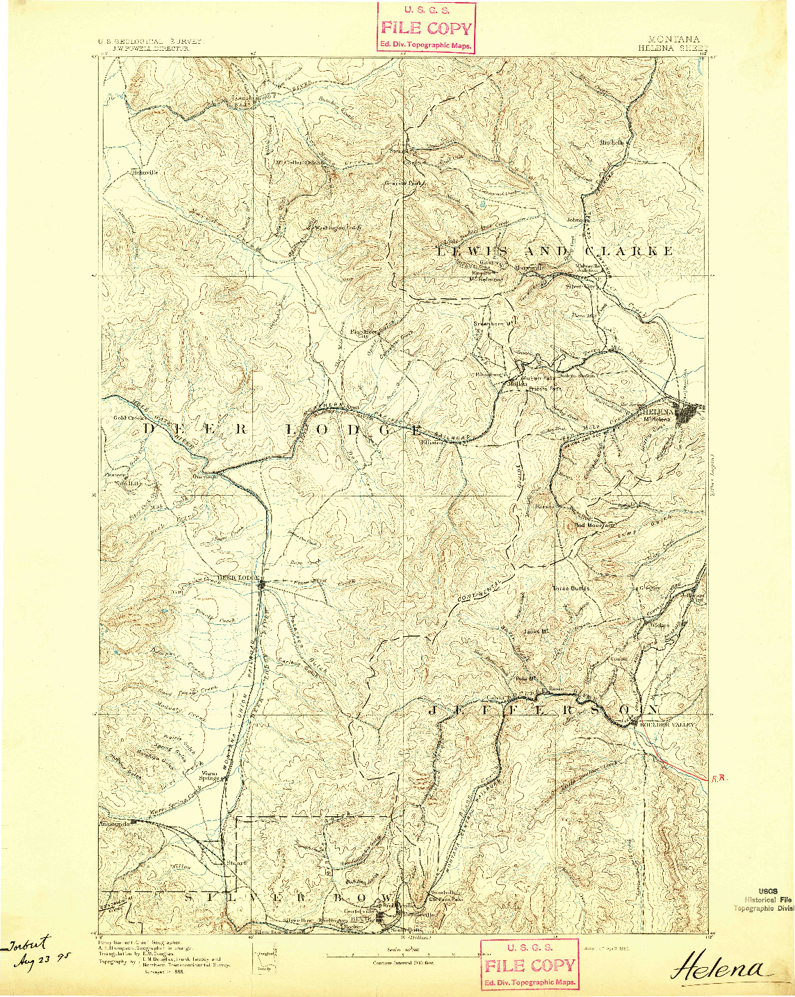 USGS 1:250000-SCALE QUADRANGLE FOR HELENA, MT 1893