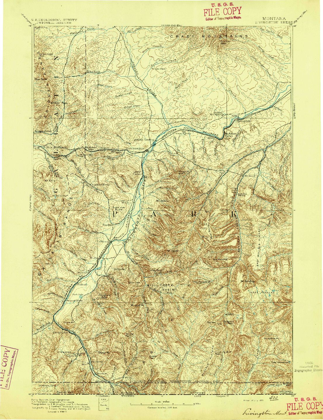 USGS 1:250000-SCALE QUADRANGLE FOR LIVINGSTON, MT 1893