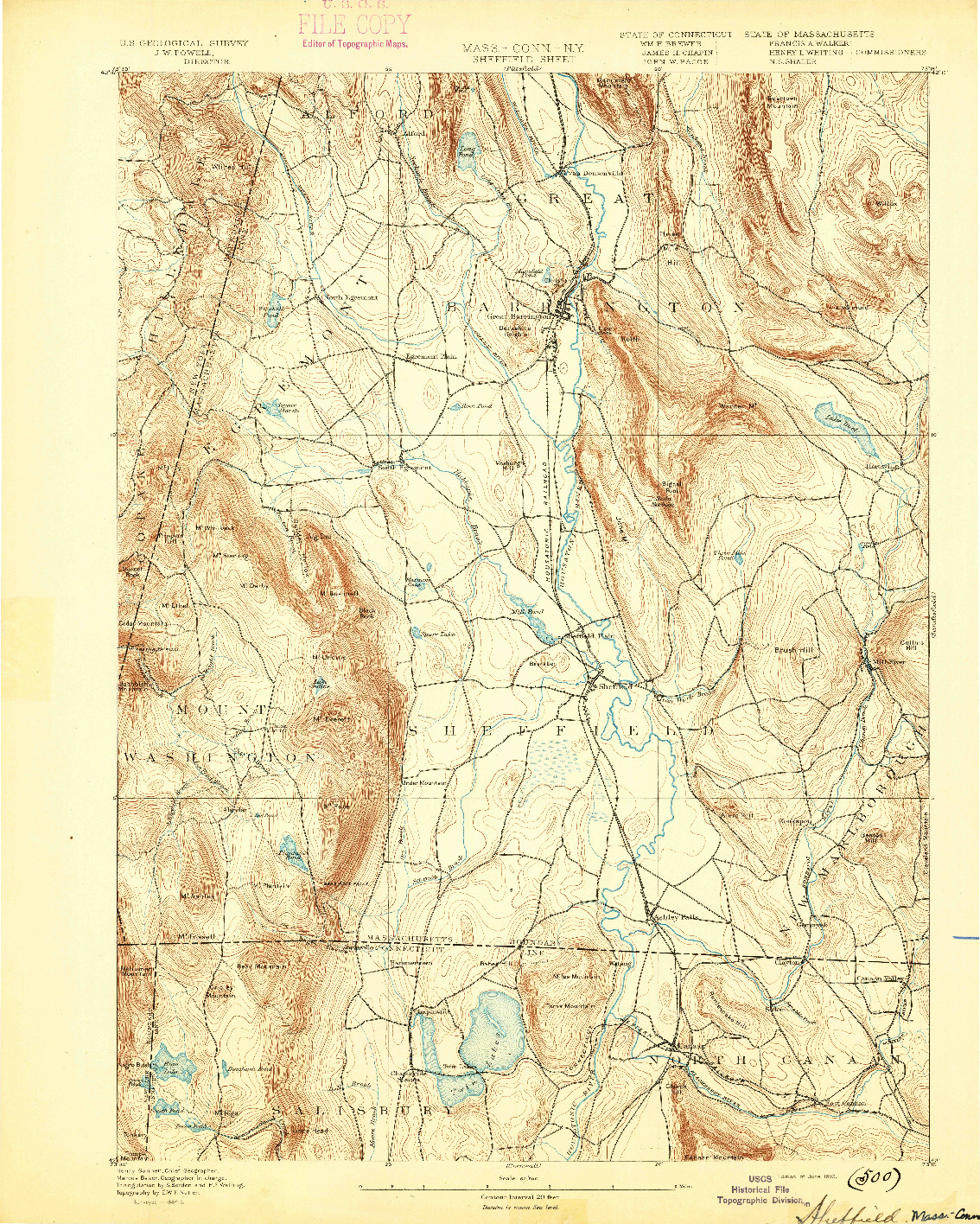 USGS 1:62500-SCALE QUADRANGLE FOR SHEFFIELD, MA 1893