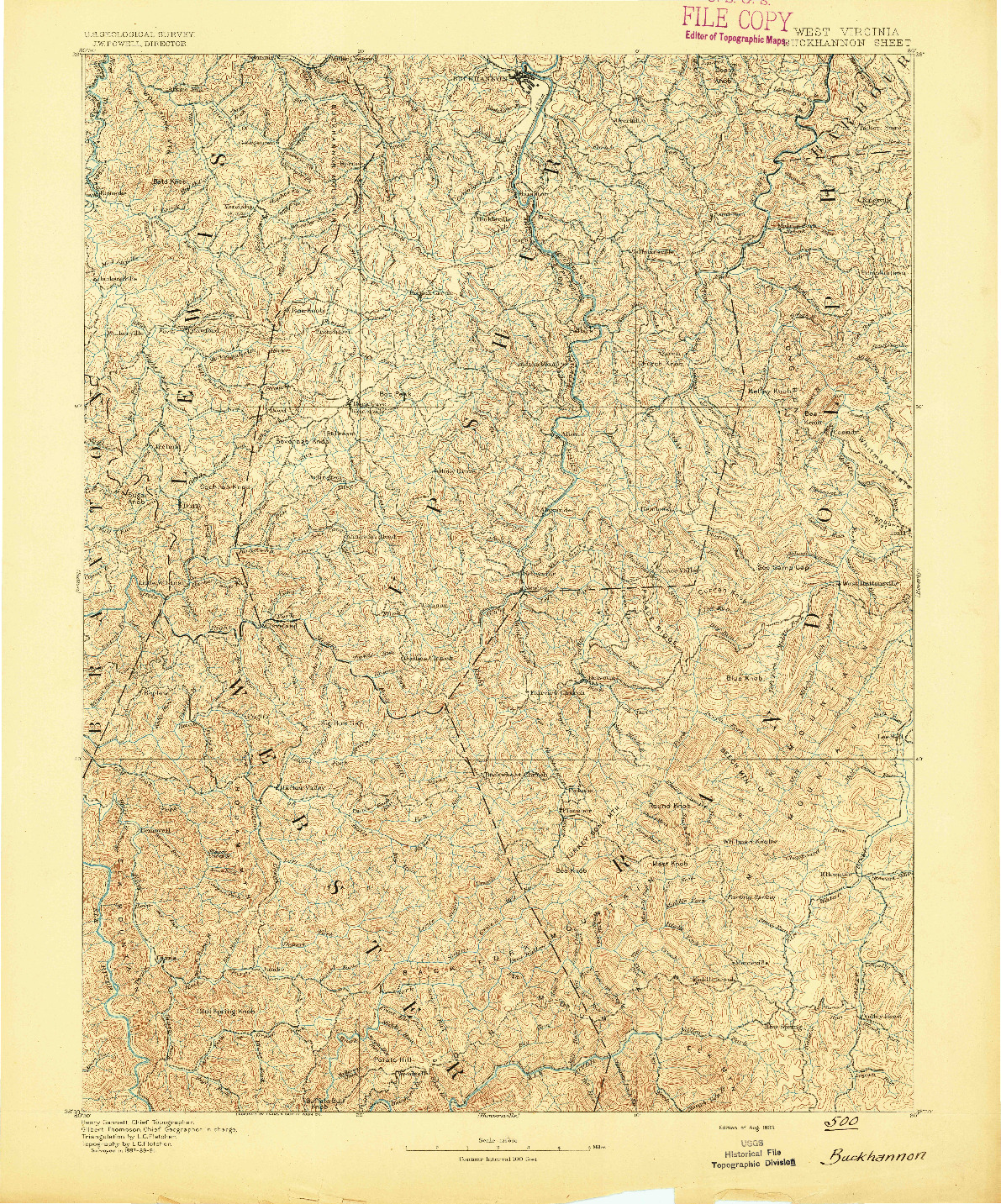 USGS 1:125000-SCALE QUADRANGLE FOR BUCKHANNON, WV 1893