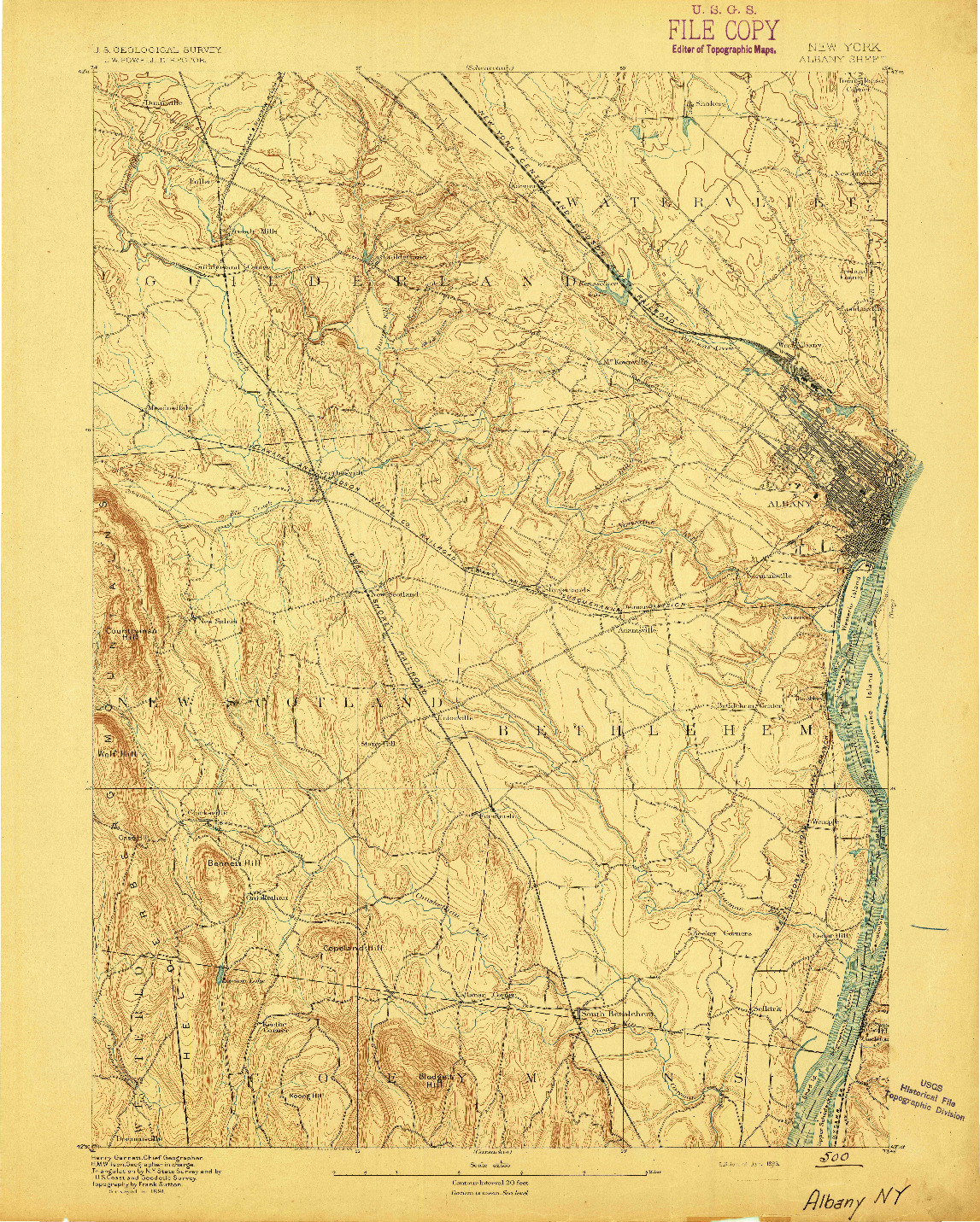 USGS 1:62500-SCALE QUADRANGLE FOR ALBANY, NY 1893