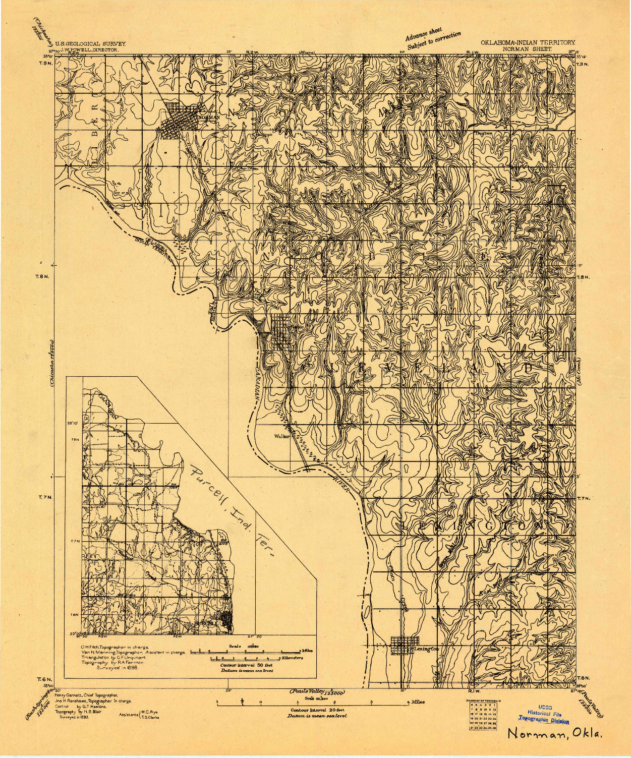 USGS 1:62500-SCALE QUADRANGLE FOR NORMAN, OK 1893