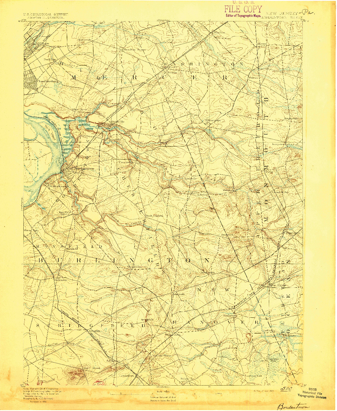 USGS 1:62500-SCALE QUADRANGLE FOR BORDENTOWN, NJ 1893