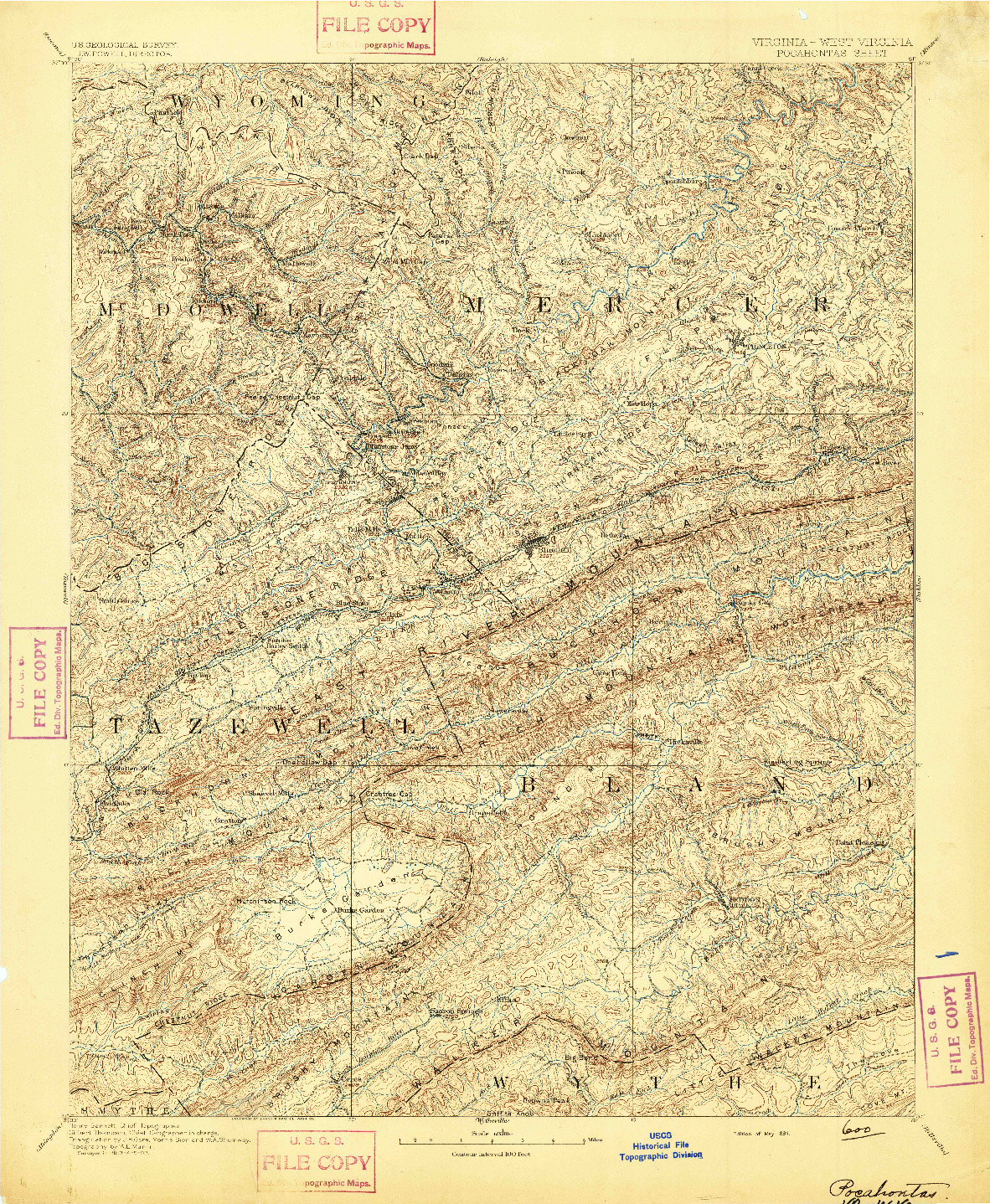 USGS 1:125000-SCALE QUADRANGLE FOR POCAHONTAS, VA 1894