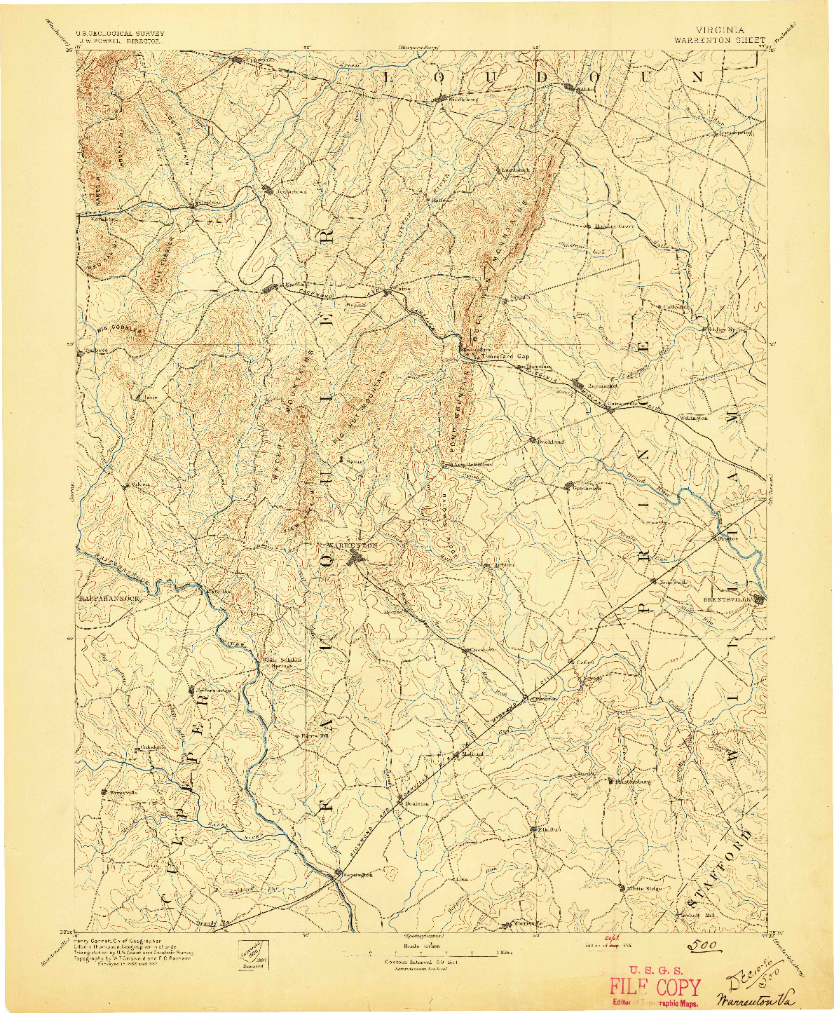 USGS 1:125000-SCALE QUADRANGLE FOR WARRENTON, VA 1894