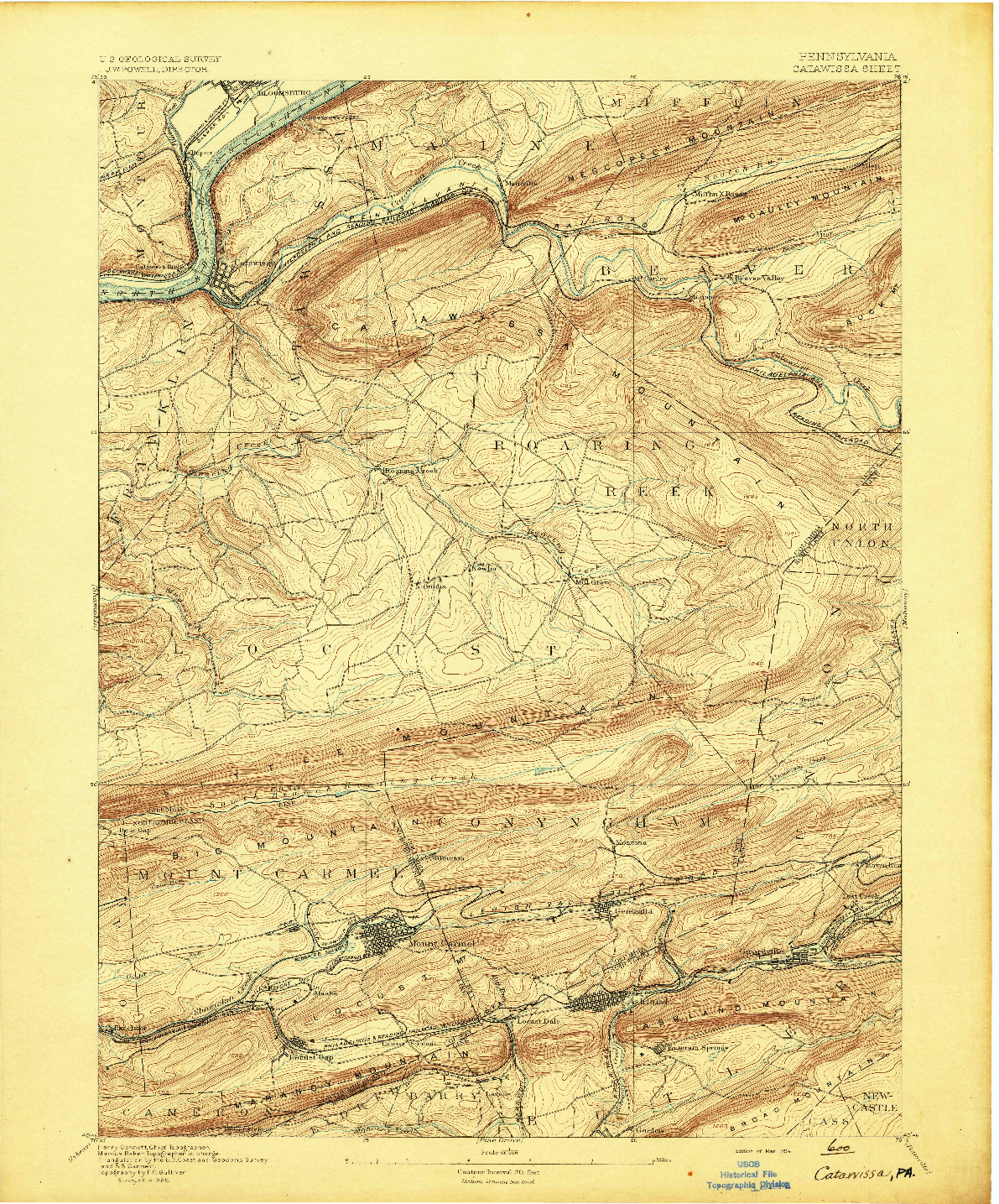 USGS 1:62500-SCALE QUADRANGLE FOR CATAWISSA, PA 1894