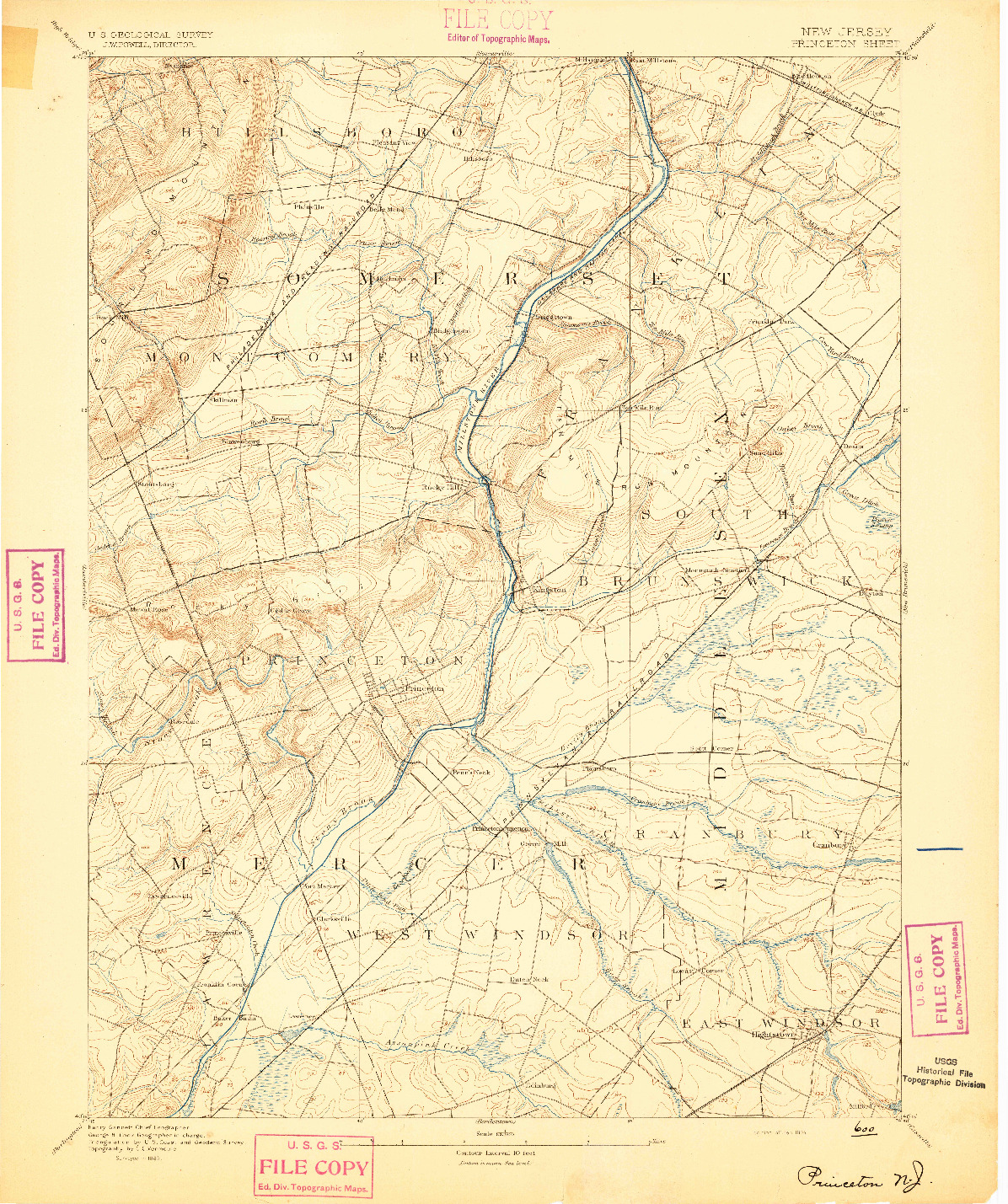 USGS 1:62500-SCALE QUADRANGLE FOR PRINCETON, NJ 1894