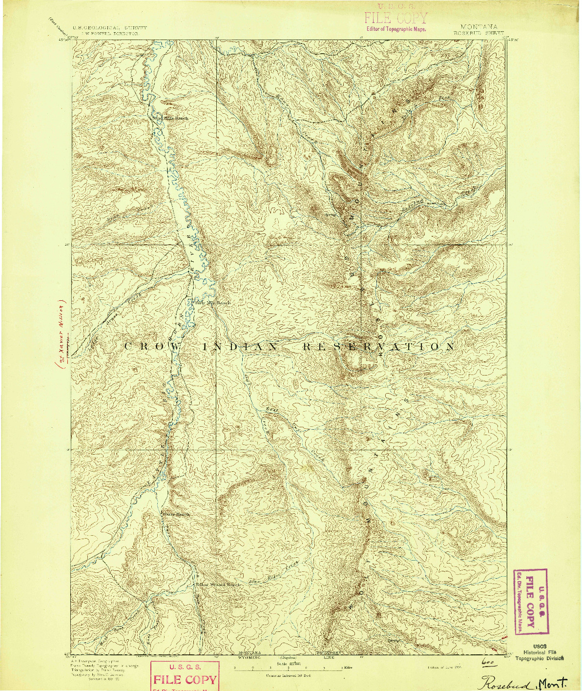 USGS 1:125000-SCALE QUADRANGLE FOR ROSEBUD, MT 1894
