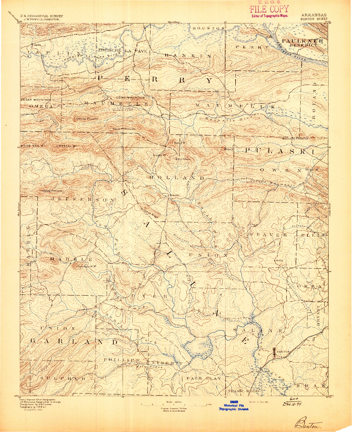 USGS 1:125000-SCALE QUADRANGLE FOR BENTON, AR 1894