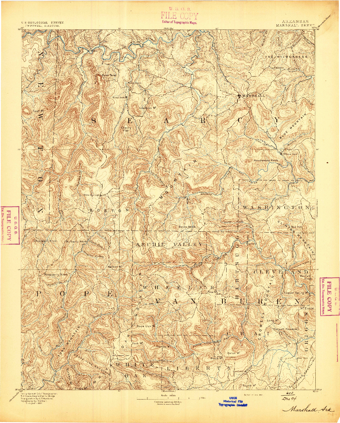 USGS 1:125000-SCALE QUADRANGLE FOR MARSHALL, AR 1894