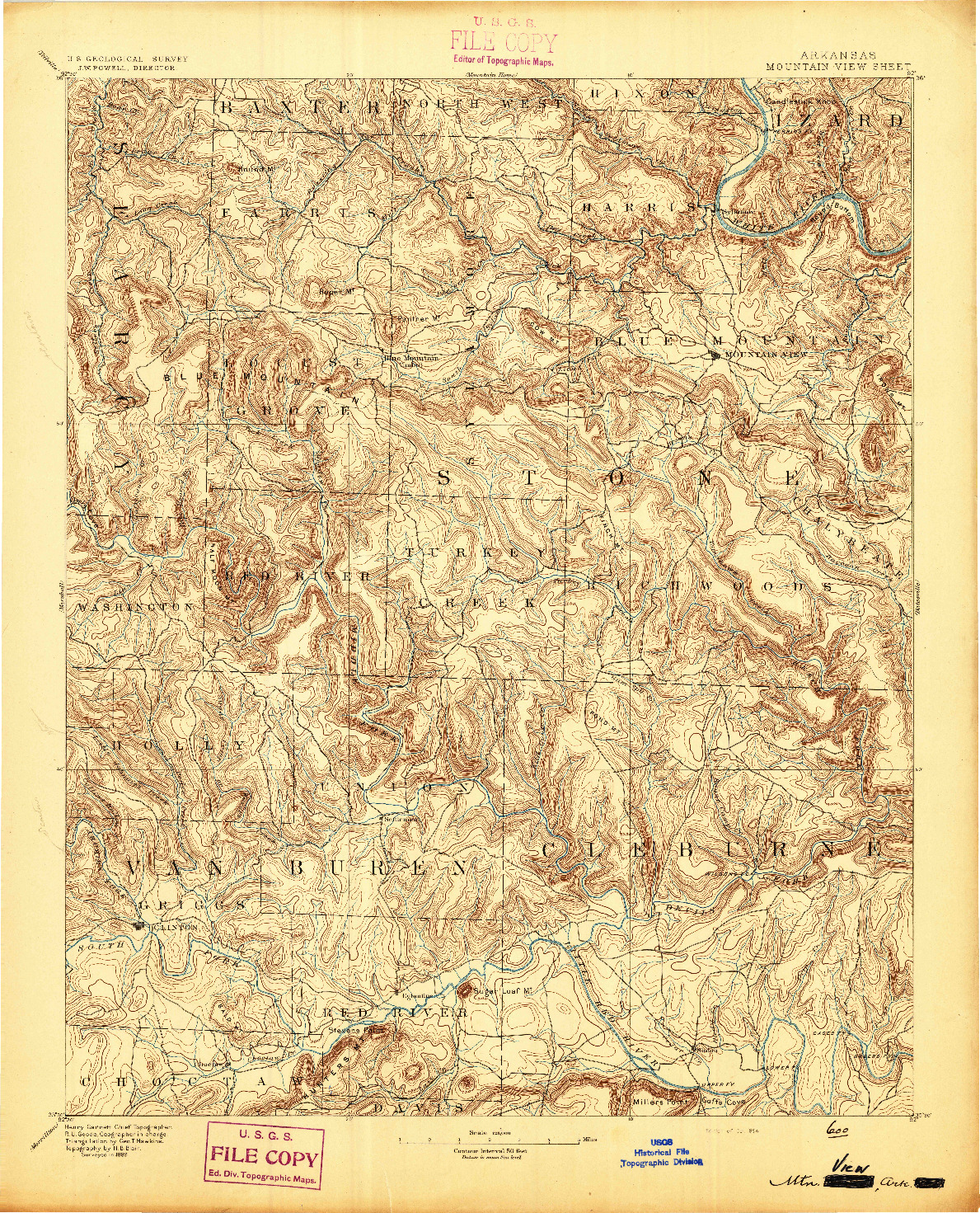 USGS 1:125000-SCALE QUADRANGLE FOR MOUNTAIN VIEW, AR 1894