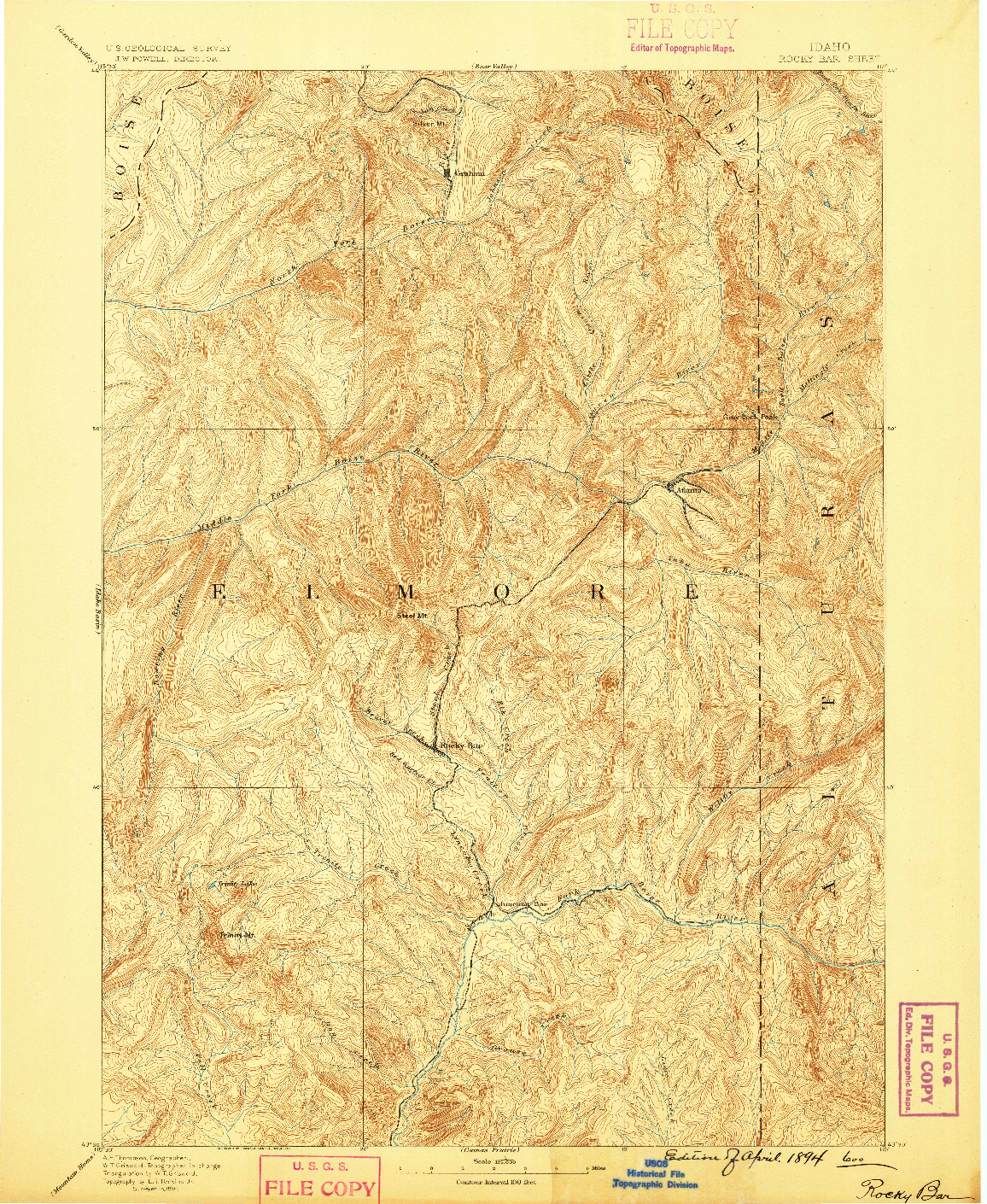 USGS 1:125000-SCALE QUADRANGLE FOR ROCKY BAR, ID 1894