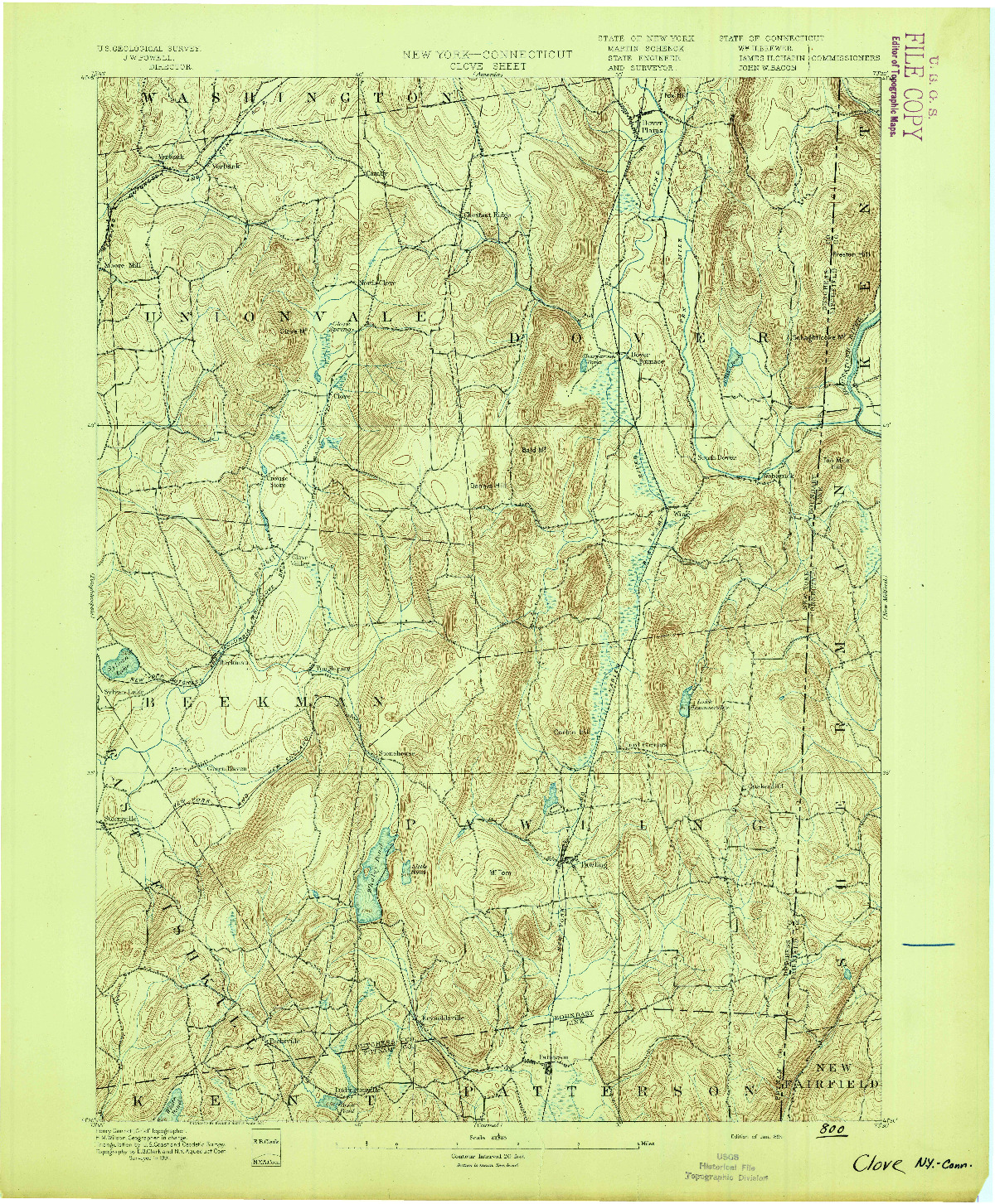 USGS 1:62500-SCALE QUADRANGLE FOR CLOVE, NY 1894