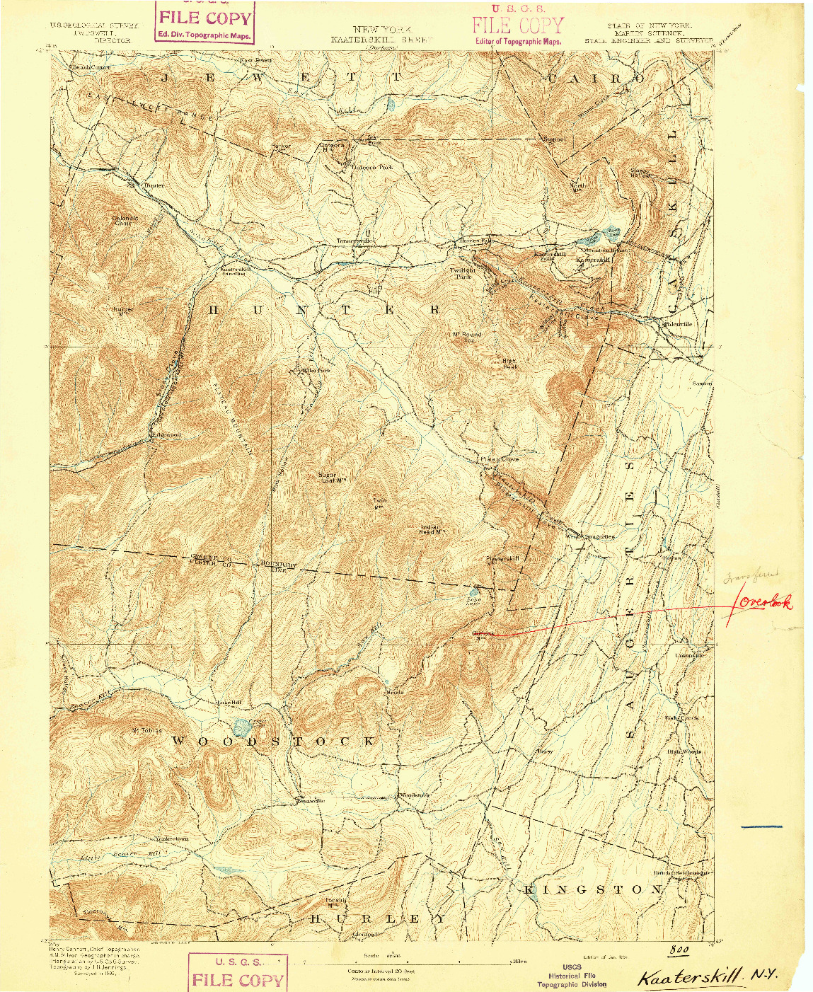 USGS 1:62500-SCALE QUADRANGLE FOR KAATERSKILL, NY 1894