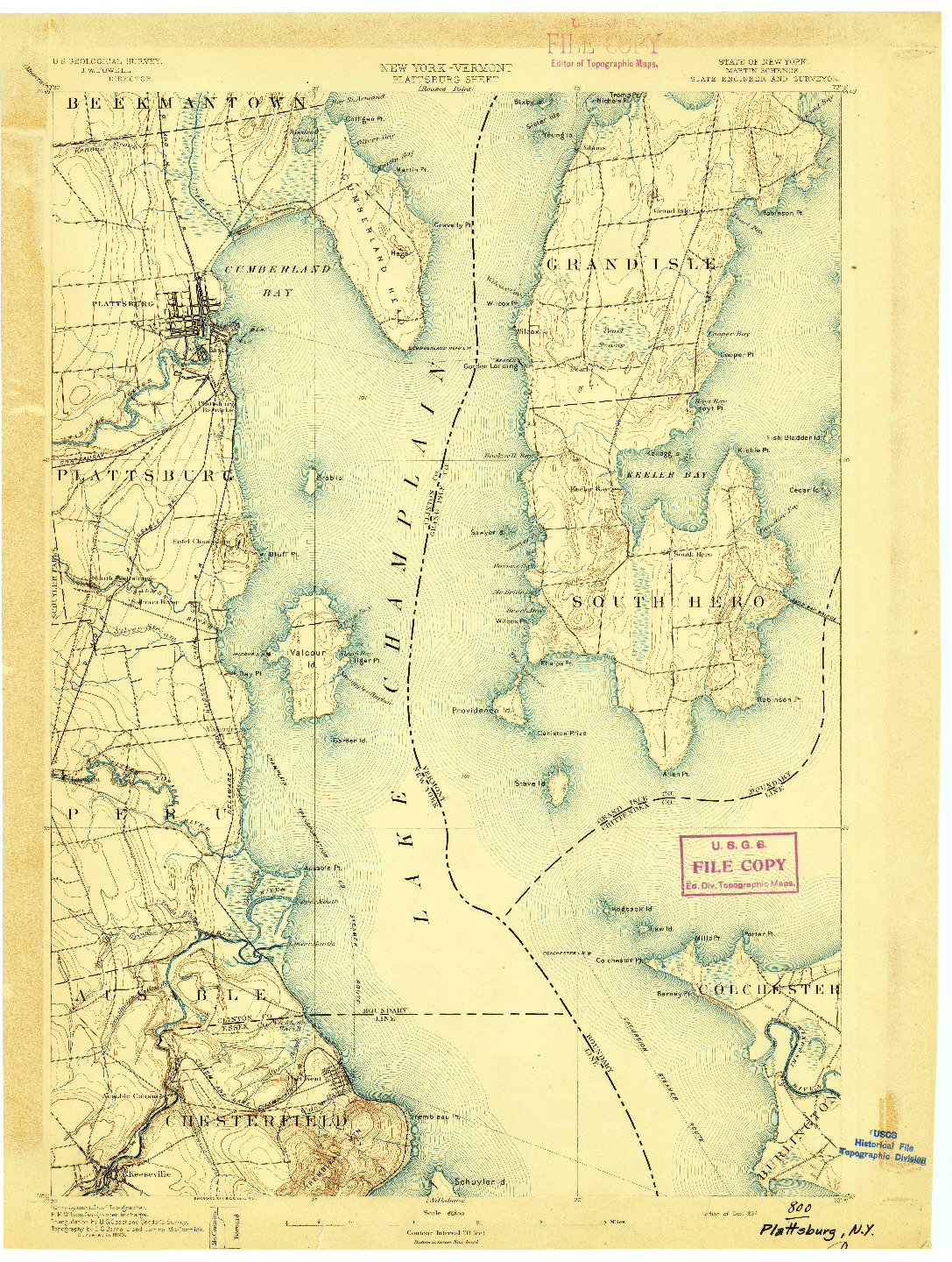 USGS 1:62500-SCALE QUADRANGLE FOR PLATTSBURG, NY 1894