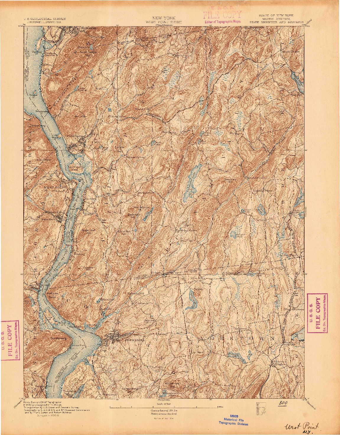 USGS 1:62500-SCALE QUADRANGLE FOR WEST POINT, NY 1894