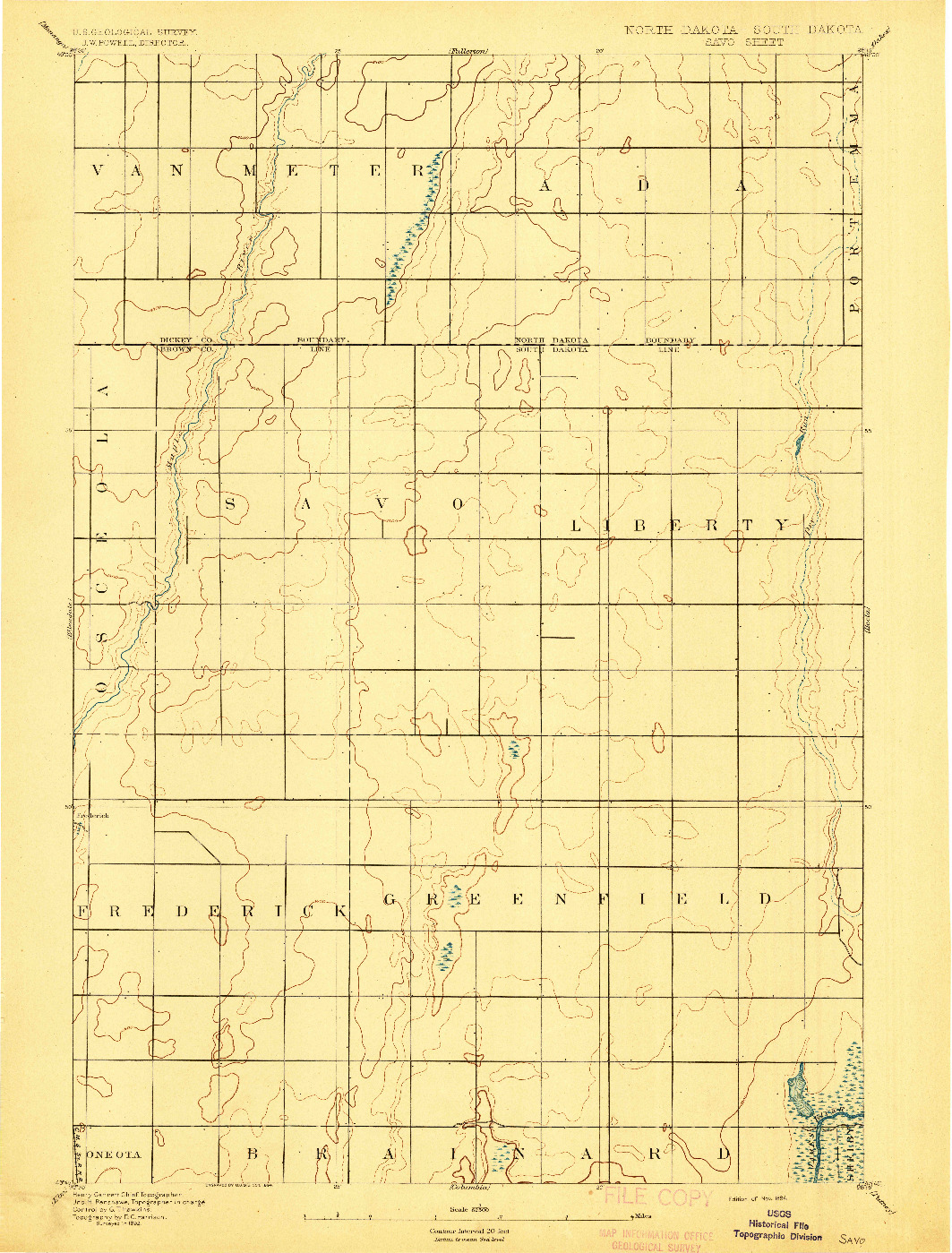 USGS 1:62500-SCALE QUADRANGLE FOR SAVO, ND 1894
