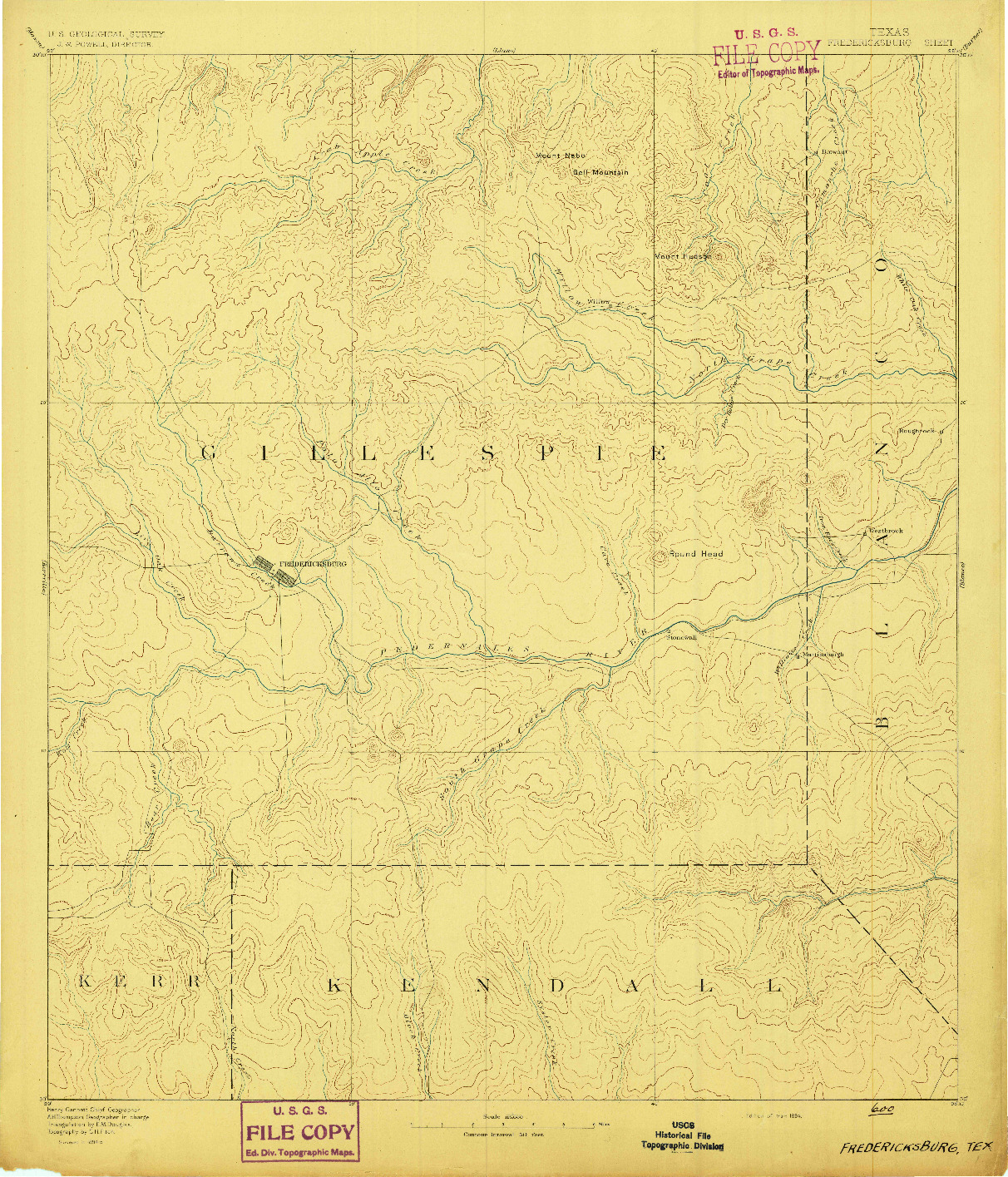 USGS 1:125000-SCALE QUADRANGLE FOR FREDERICKSBURG, TX 1894
