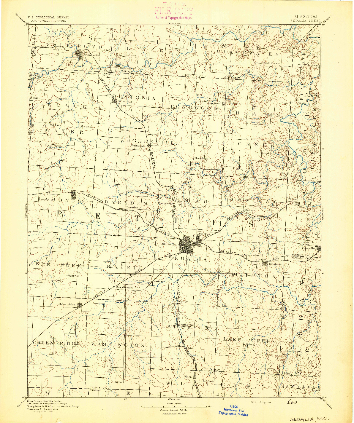 USGS 1:125000-SCALE QUADRANGLE FOR SEDALIA, MO 1894
