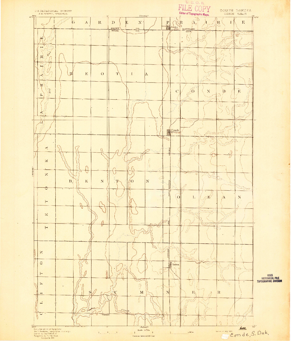 USGS 1:62500-SCALE QUADRANGLE FOR CONDE, SD 1894