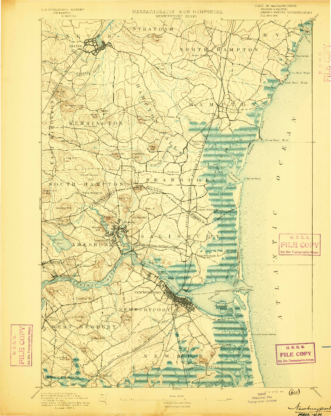 USGS 1:62500-SCALE QUADRANGLE FOR NEWBURYPORT, MA 1894