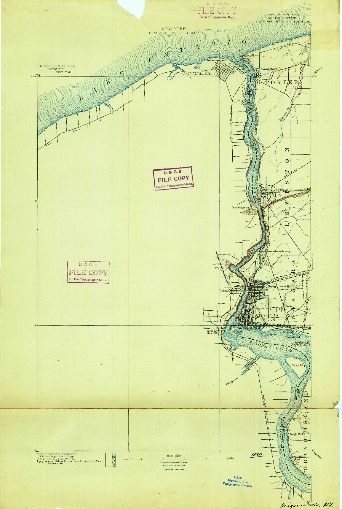 USGS 1:62500-SCALE QUADRANGLE FOR NIAGARA FALLS, NY 1894