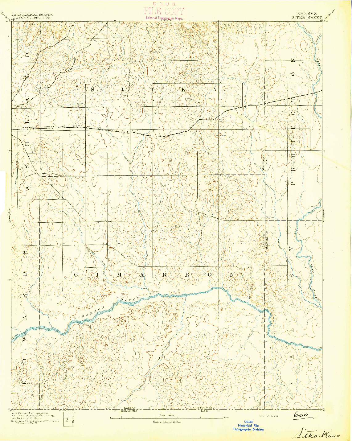 USGS 1:62500-SCALE QUADRANGLE FOR SITKA, KS 1894