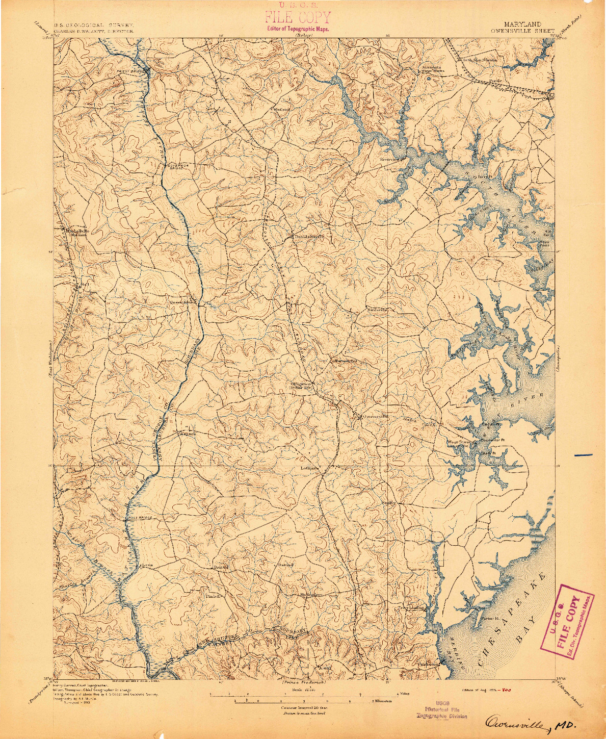 USGS 1:62500-SCALE QUADRANGLE FOR OWENSVILLE, MD 1895