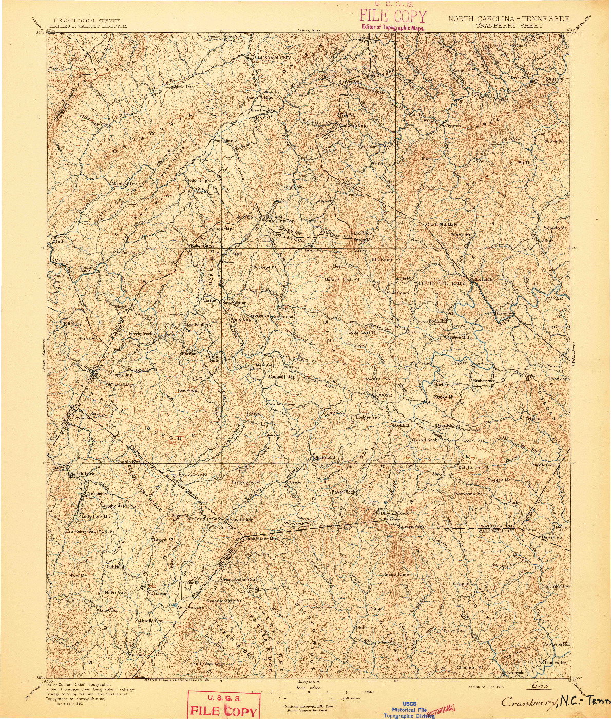 USGS 1:125000-SCALE QUADRANGLE FOR CRANBERRY, NC 1895
