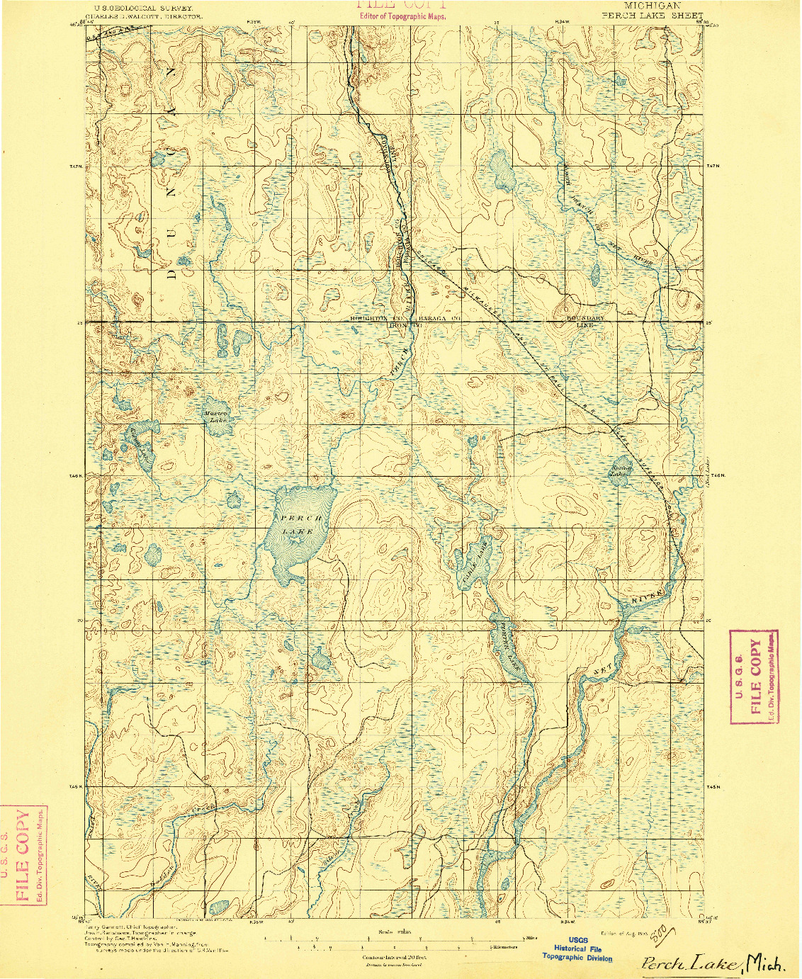 USGS 1:62500-SCALE QUADRANGLE FOR PERCH LAKE, MI 1895