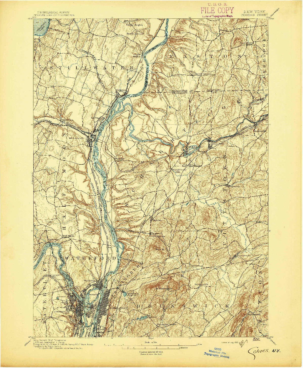 USGS 1:62500-SCALE QUADRANGLE FOR COHOES, NY 1895