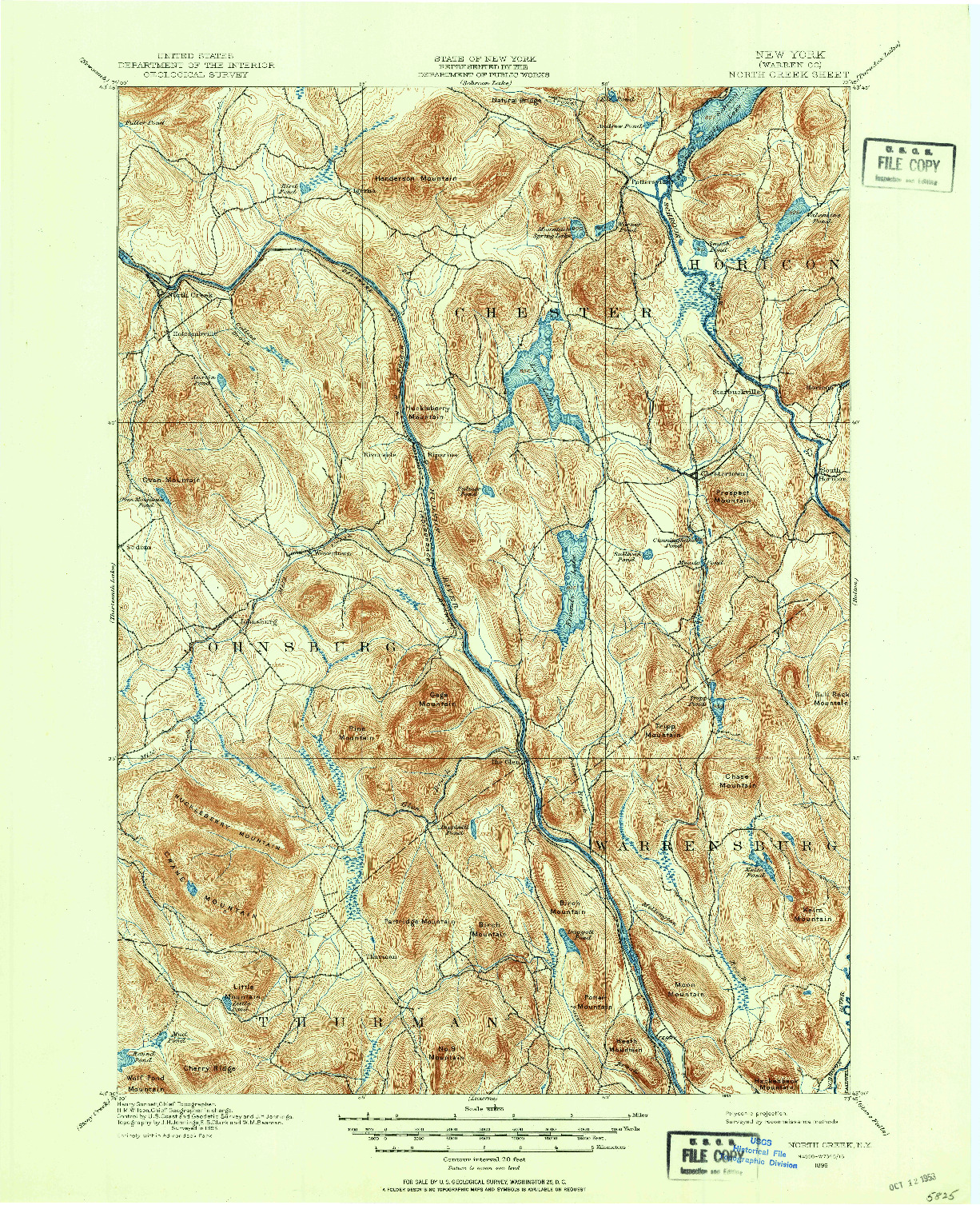 USGS 1:62500-SCALE QUADRANGLE FOR NORTH CREEK, NY 1895