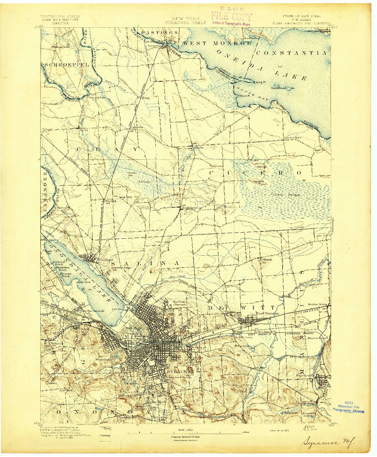 USGS 1:62500-SCALE QUADRANGLE FOR SYRACUSE, NY 1895