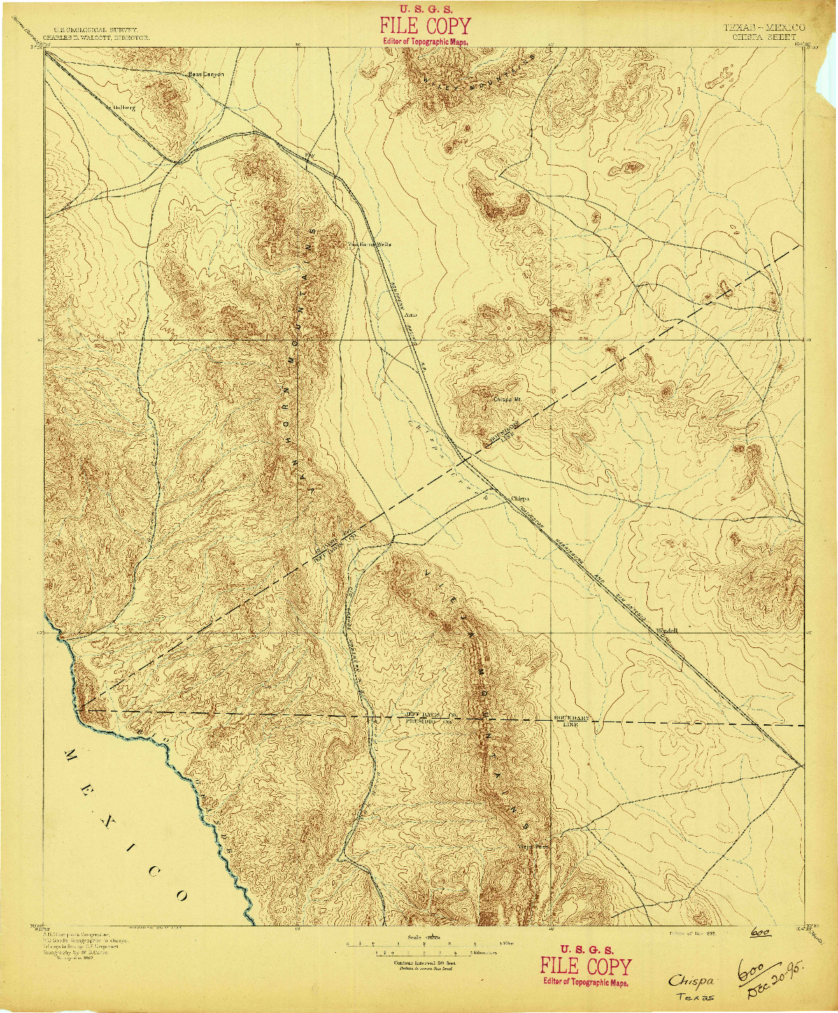 USGS 1:125000-SCALE QUADRANGLE FOR CHISPA, TX 1895