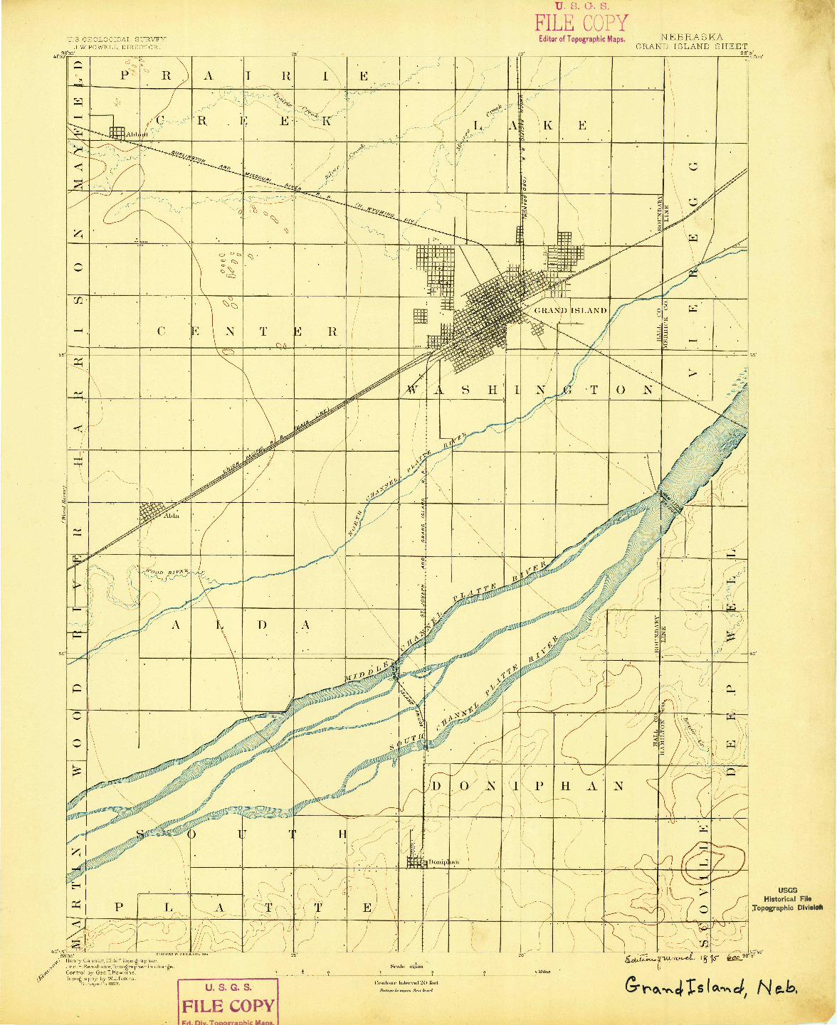 USGS 1:62500-SCALE QUADRANGLE FOR GRAND ISLAND, NE 1895