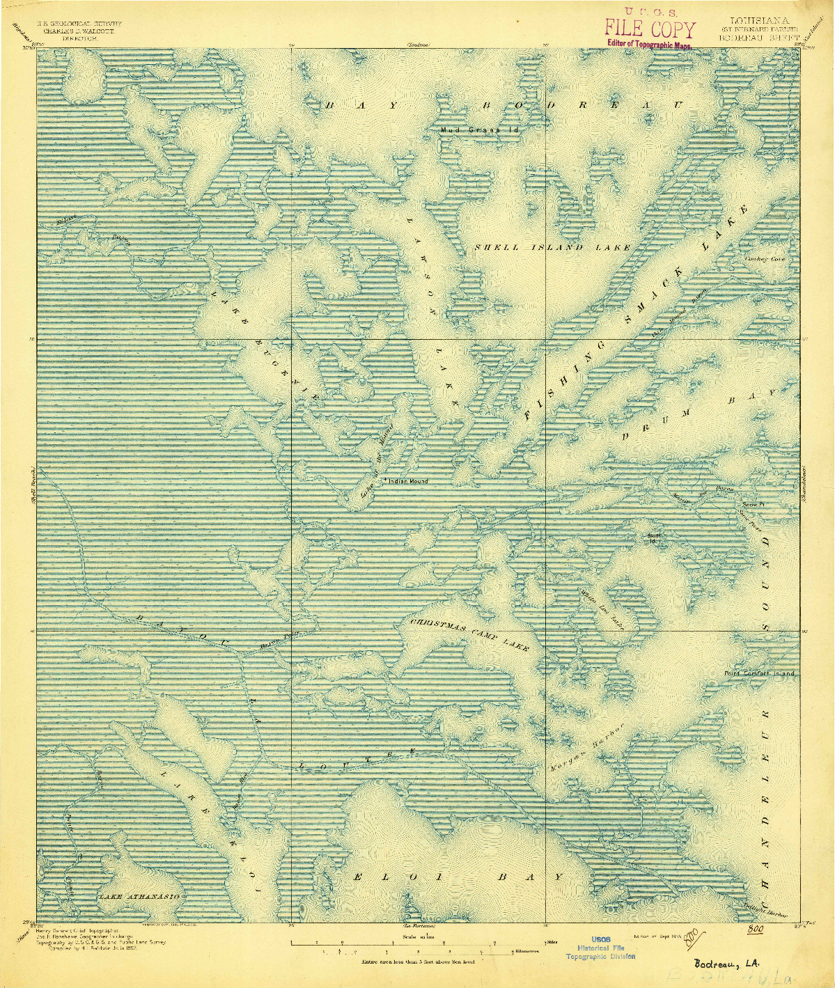 USGS 1:62500-SCALE QUADRANGLE FOR BODREAU, LA 1895